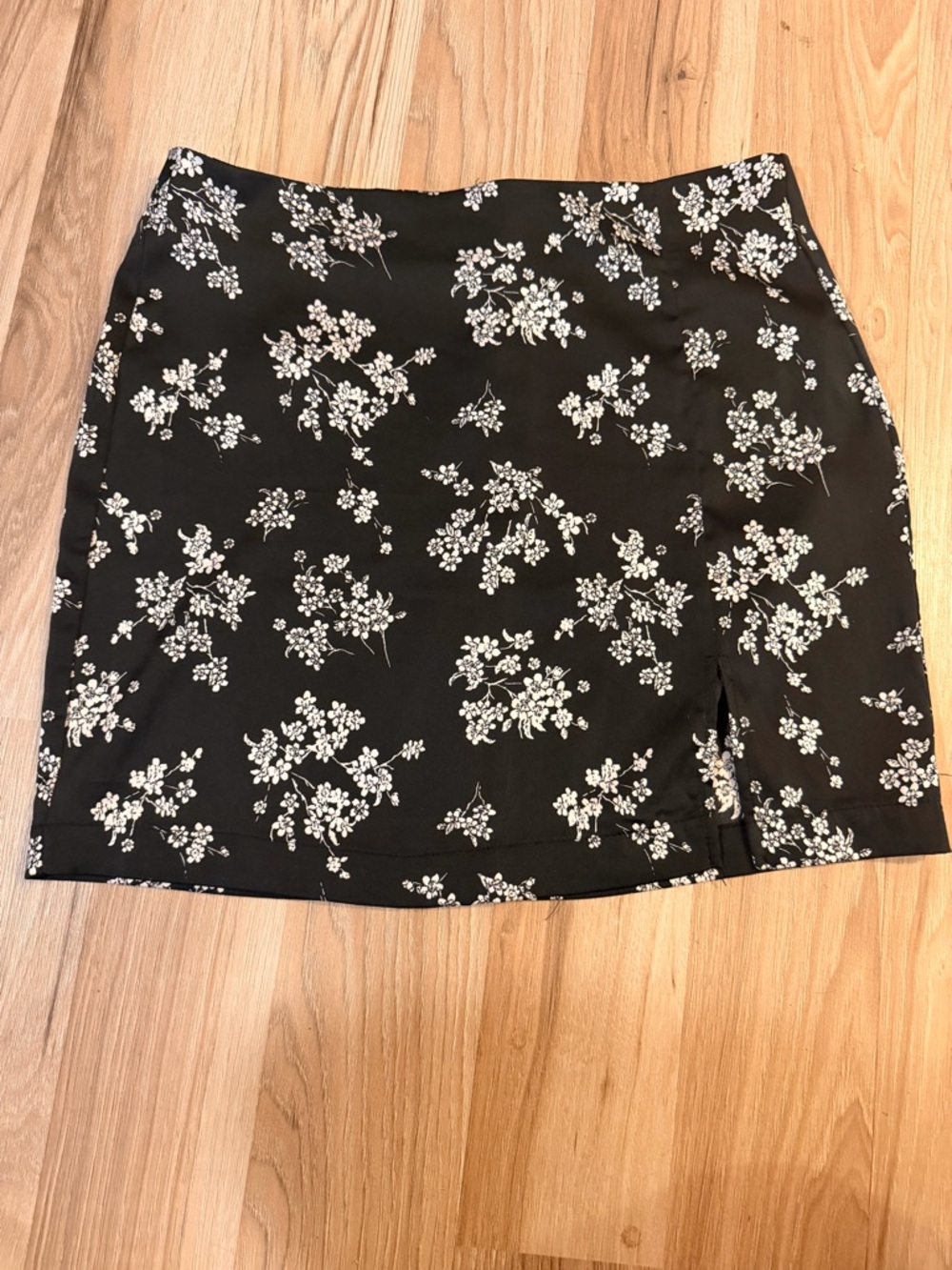 Forever 21 Black Mini Skirt with White Floral Print